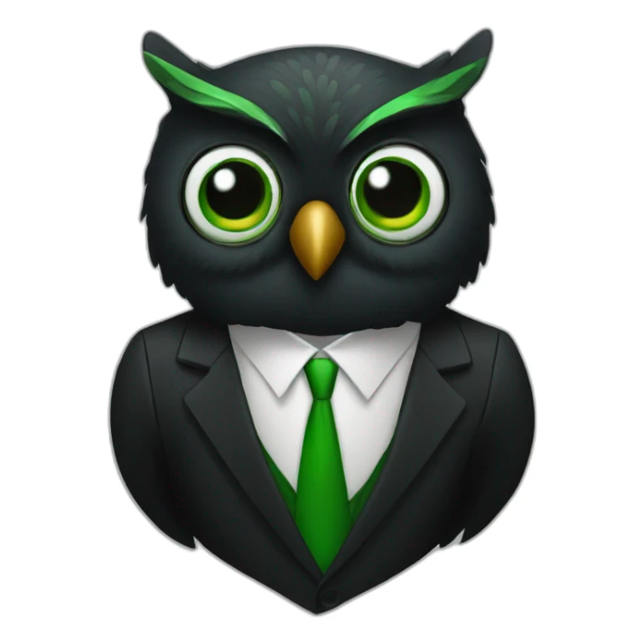 tada party black and green owl in a suit sticker