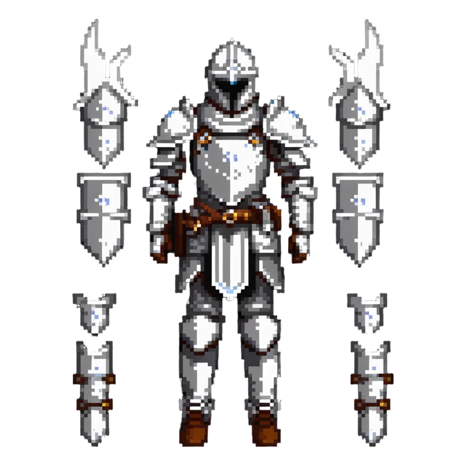full mythril armor set, fantasy plate mail, complete set with helmet, chestplate, gauntlets, and boots sticker