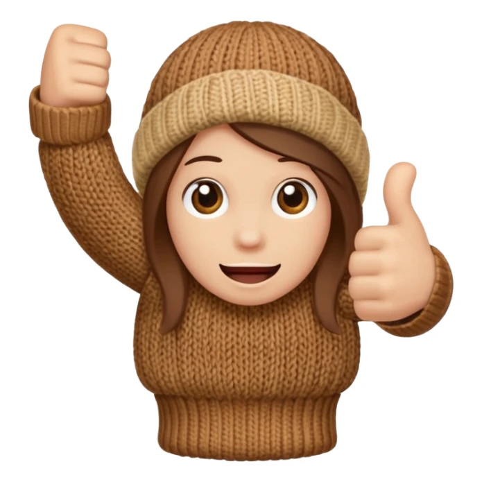 thumbs up fist in brown knit mitten sticker