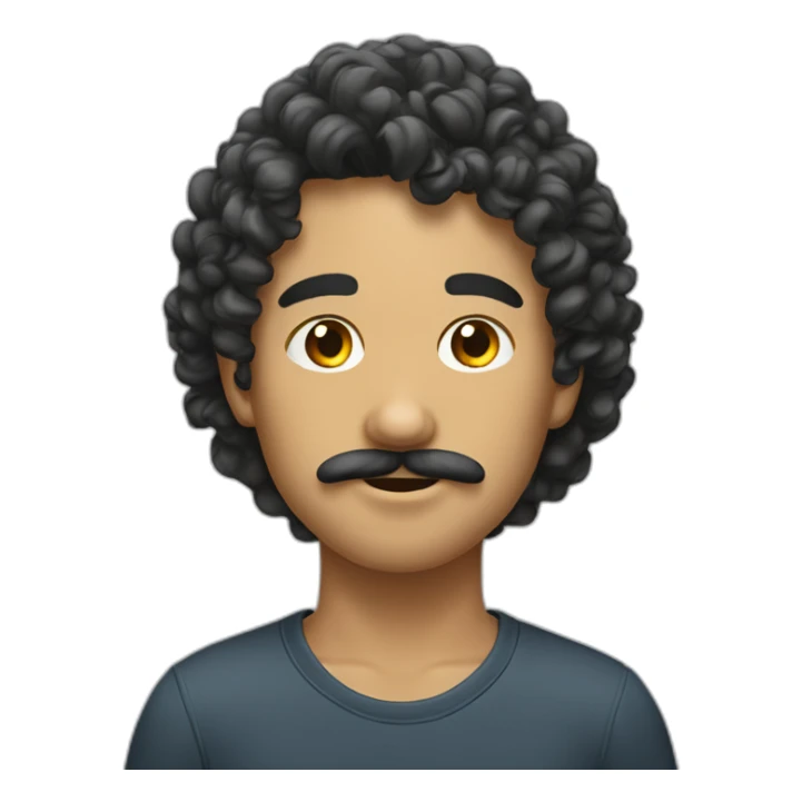 nagui young long curly hair with mustache sticker