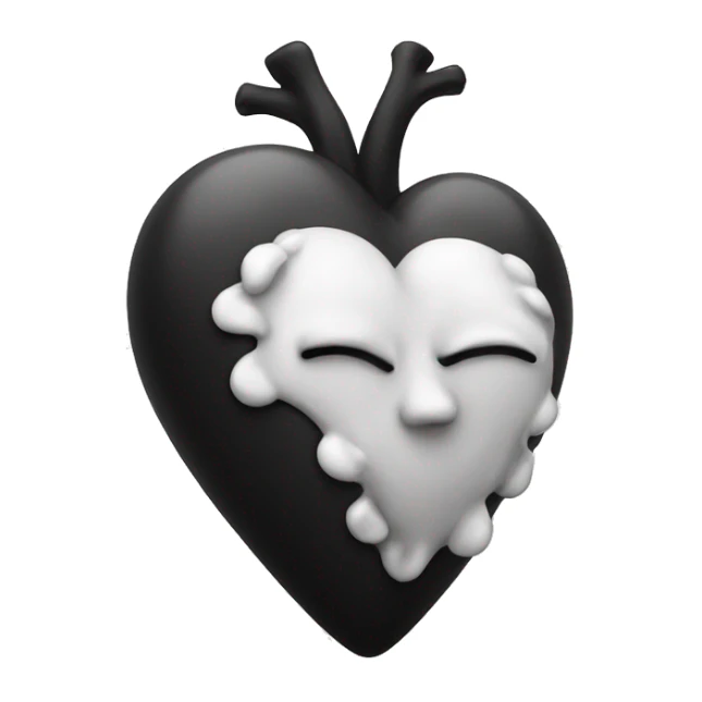 A black and white merged heart melting at the bottom sticker