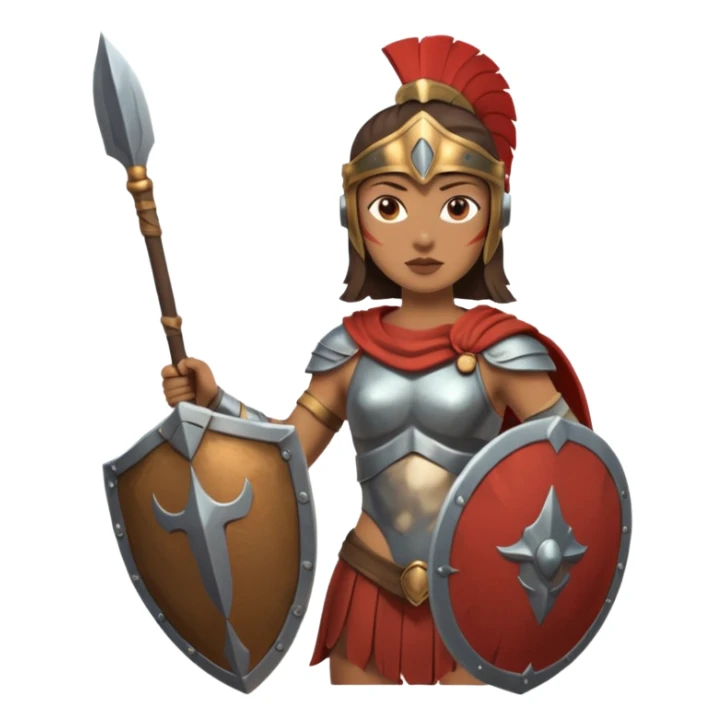 woman spartan warrior holding spear and shield sticker