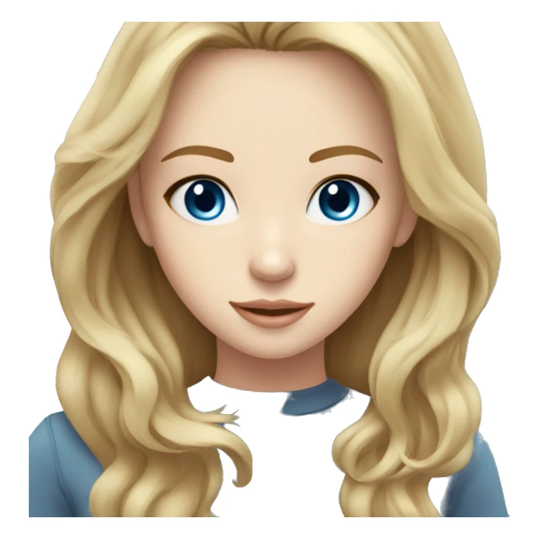 dirty blonde almost brown medium length front layers middle part hair pale skin blue eyes girl sticker