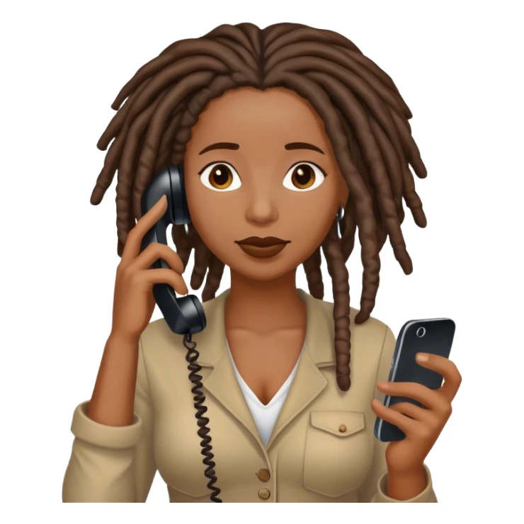 Black woman with locs on the phone sticker