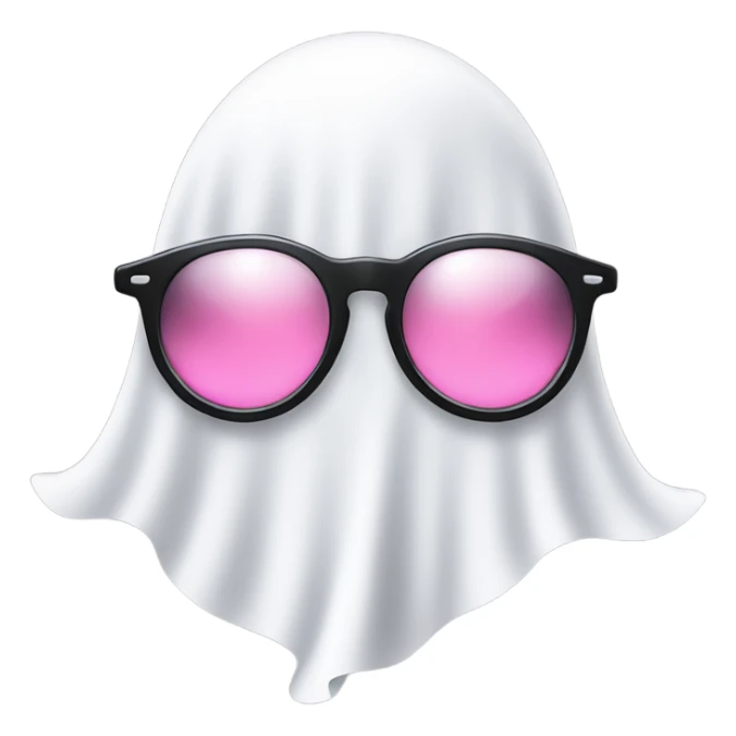 Ghost with pink hearts on its white sheet wearing black sunglasses ￼ sticker