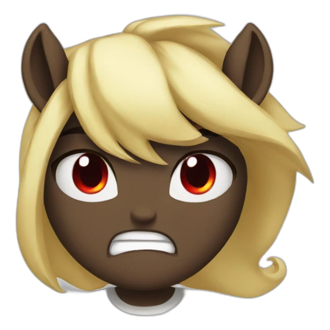 Angry dark poney red eyes blond hair sticker