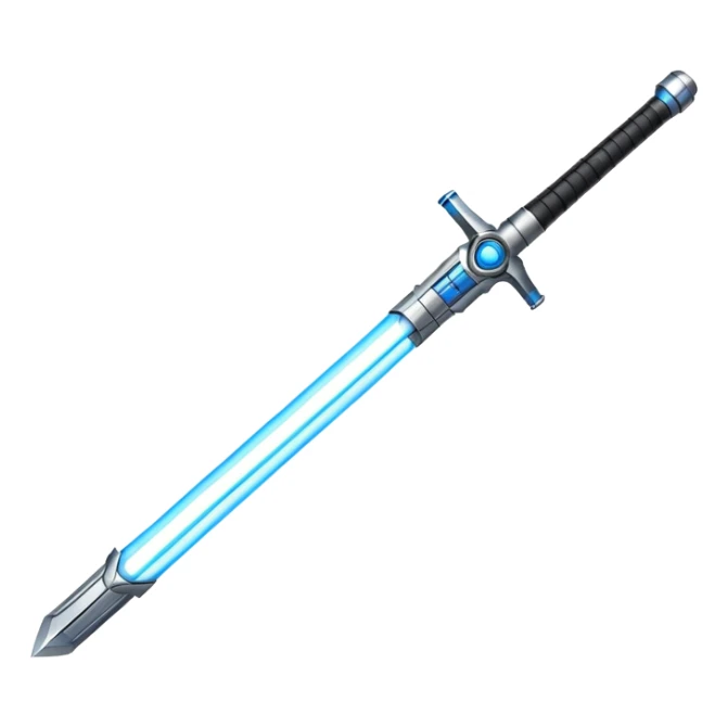 lightsaber with glowing blue blade and simple hilt sticker