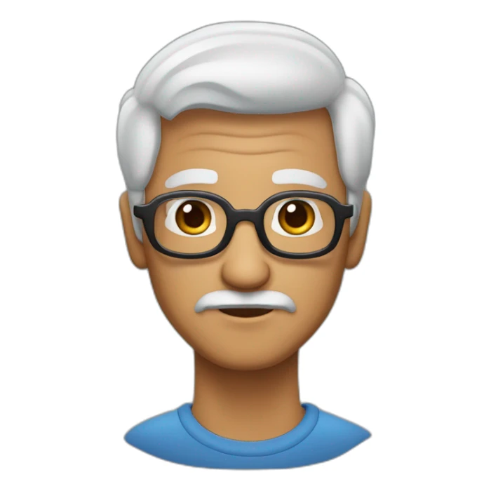Abuelo,lentes azules, pelo corto, cejas negras y barba corta a sticker