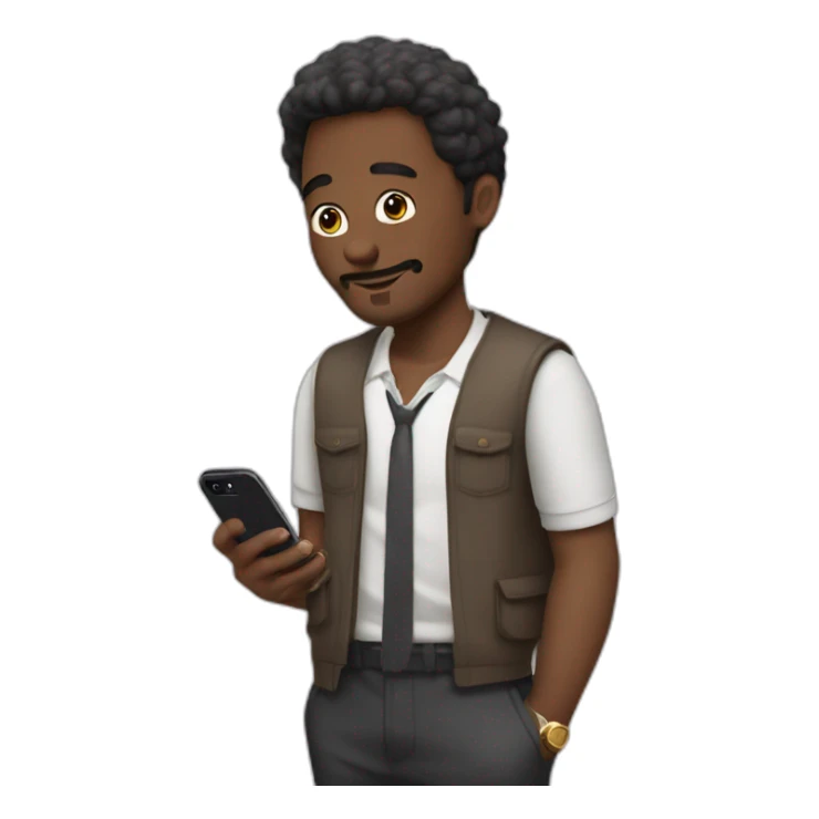 Hombre bien vestido con Iphone 15 pro max llamando a una persona sticker