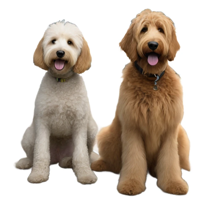 Golden doodle and  black labradoodle sitting on dock sticker