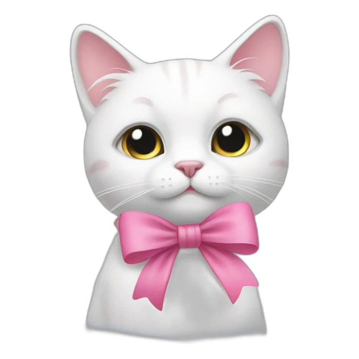 White cat with a pink bow sticker