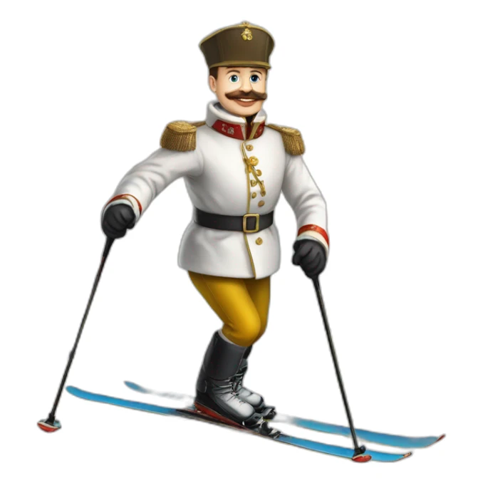 Nicholas II of Russia is  skiing sticker