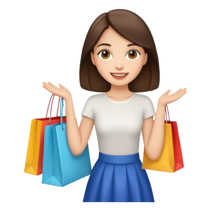 Brunette light skin Girl happy shopping sticker