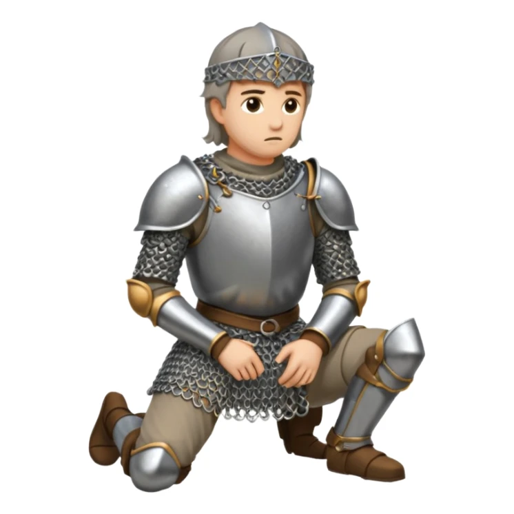 a kneeling knight looking to the ground sticker