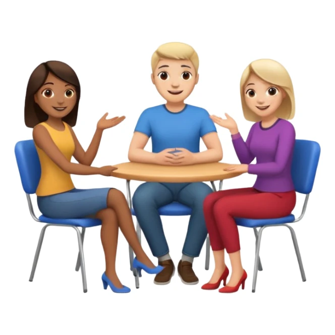 tre persone in cerchio su delle sedie che si parlano sticker