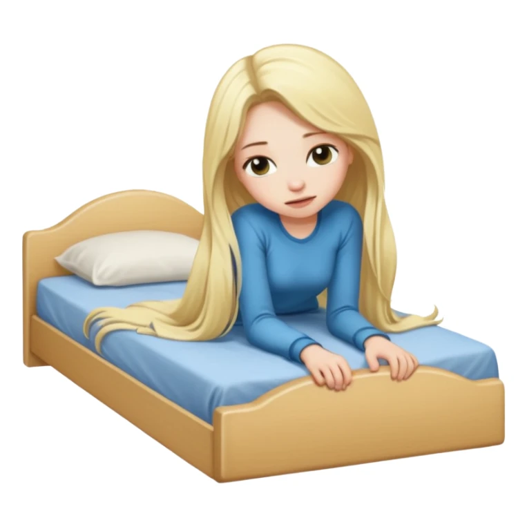 Blonde girl bent over on a bed sticker