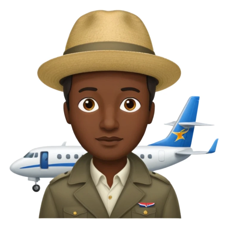 Visage homme créole réunionnais avec chapeau arrive avion sticker