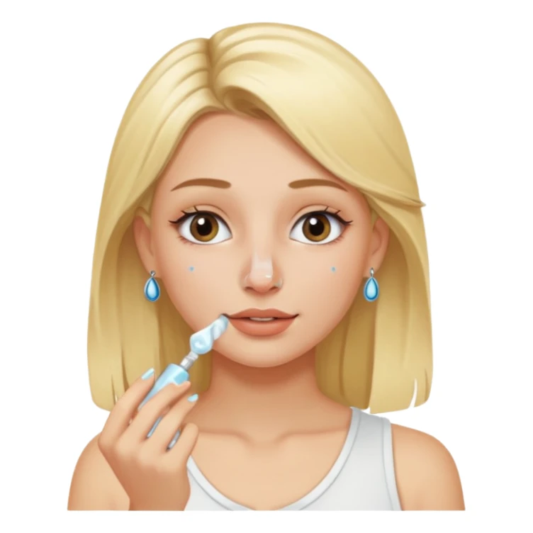 mulher loira com piercing no nariz aplicando skincare sticker