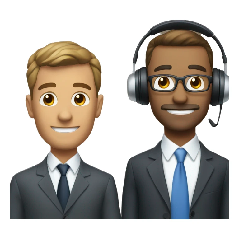 2 businessmen with headsets for podcast  sticker