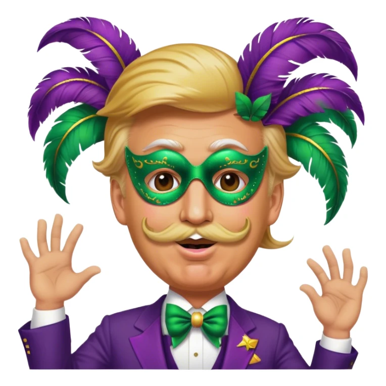 Donald trump dancing at Mardi Gras with a large moustache  sticker