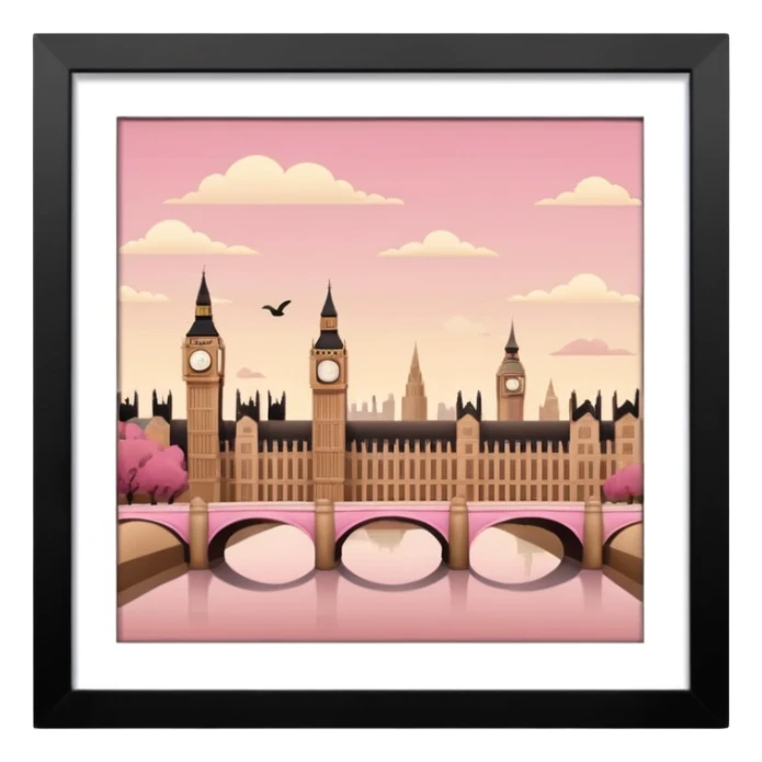 london in beige brown and pink tones sticker