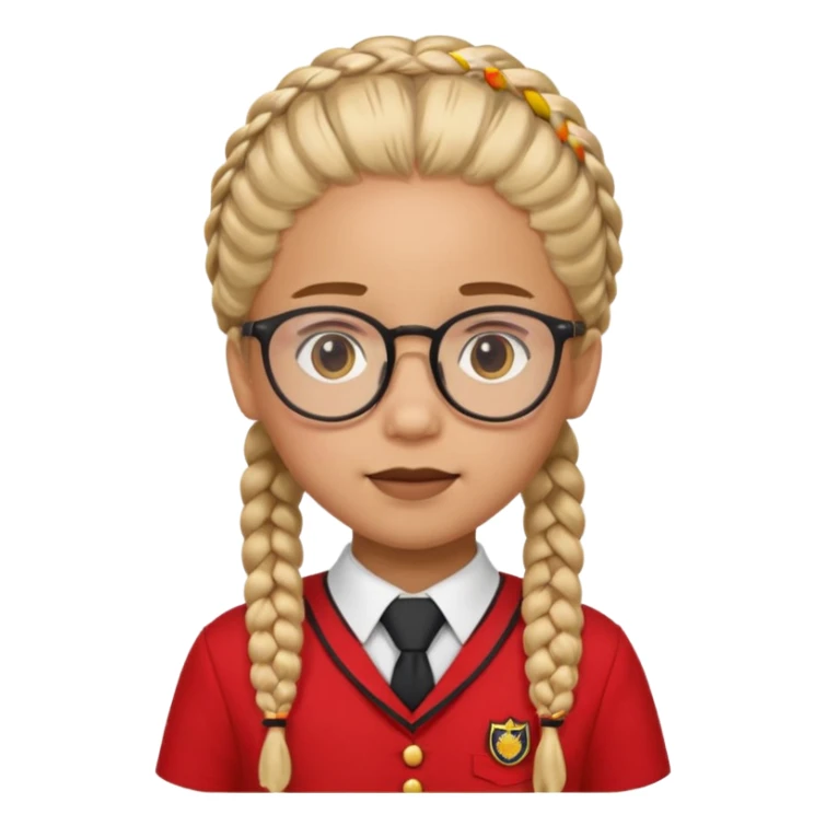 red uniform wearing scout kid with braids and glassess sticker