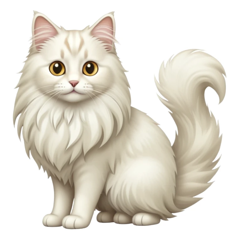 White norwegian forest cat with long fluffy fur and bushy tail sticker