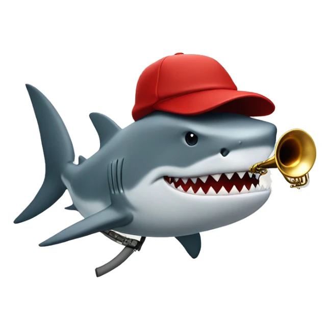shark in a red hat plays the saxophone sticker