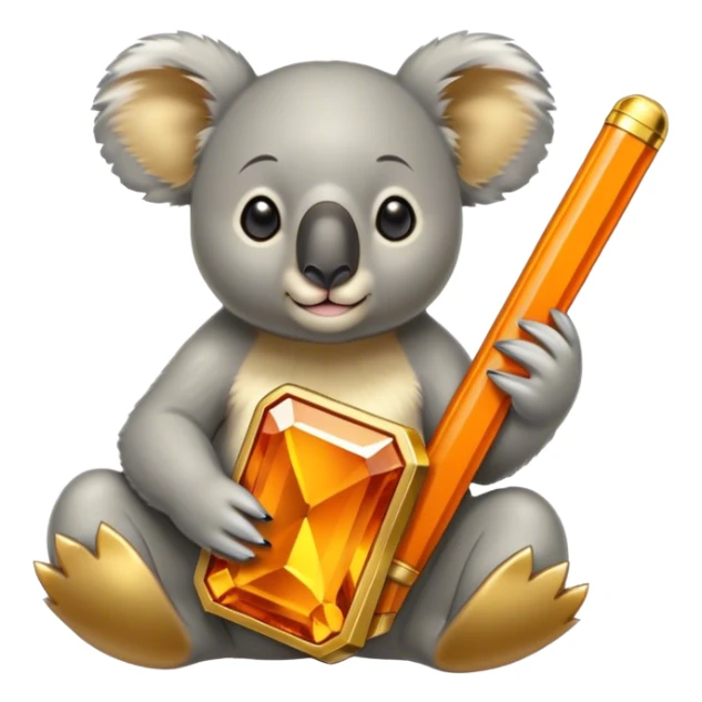 gold Koala with gold bar sitting in a orange zenyte gem sticker