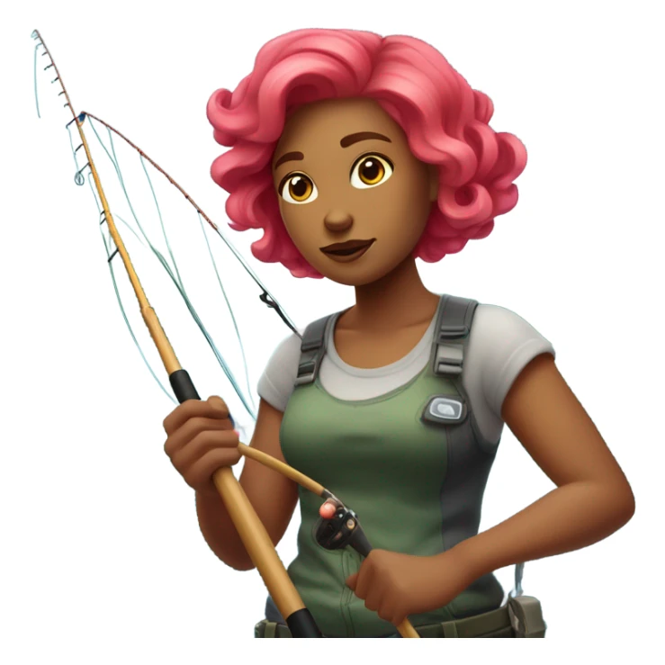 strawberry haired woman fishing sticker