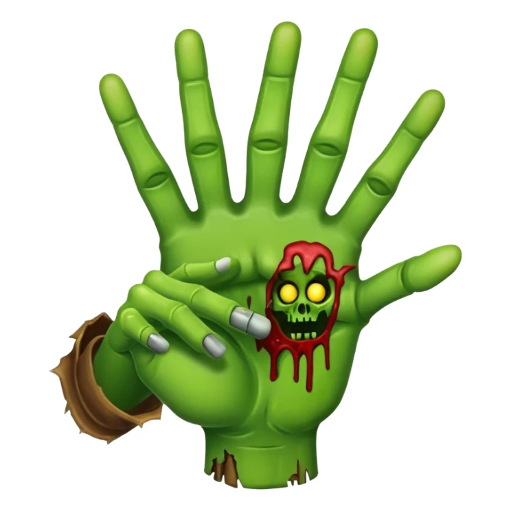 zombie hand making the peace sign, fun emoji style sticker