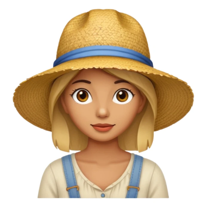 full body woman with straw hat sticker