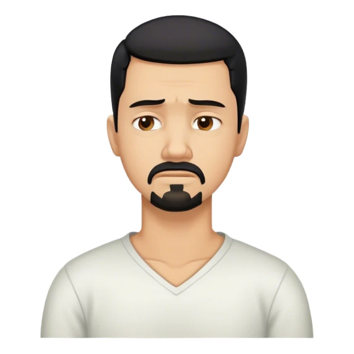 Man with black hair and goatee with neck bent over in pain sticker