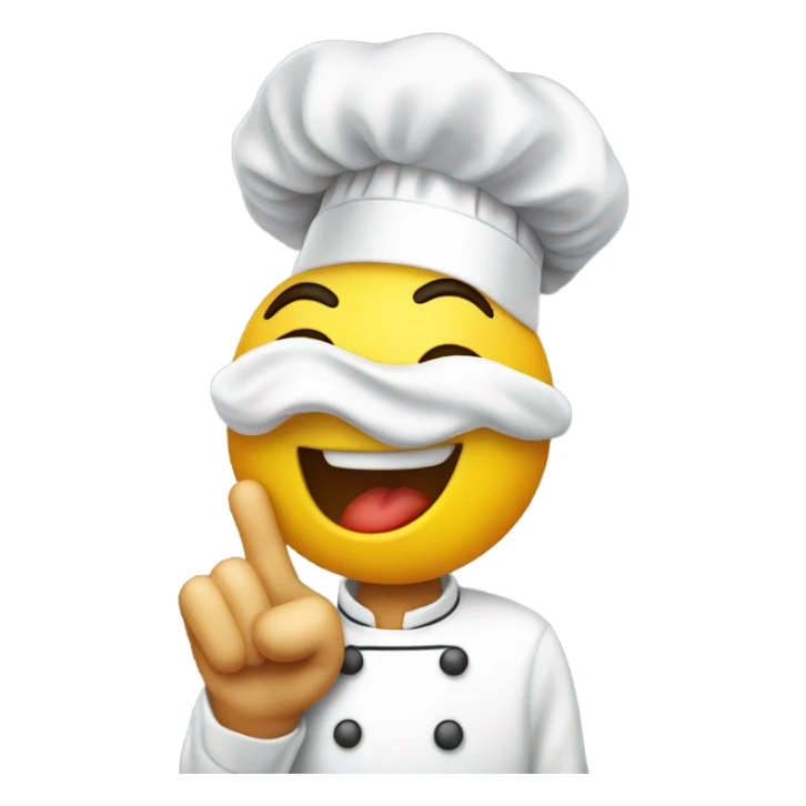 A smiley face emoji in a chefs hat kissing his finger sticker