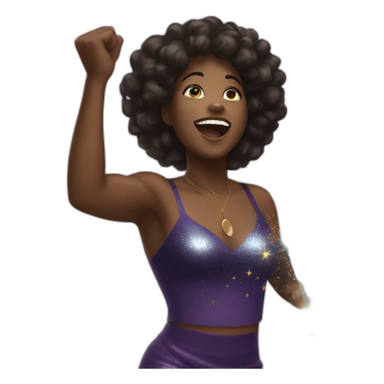 black woman cheering sparkles sticker