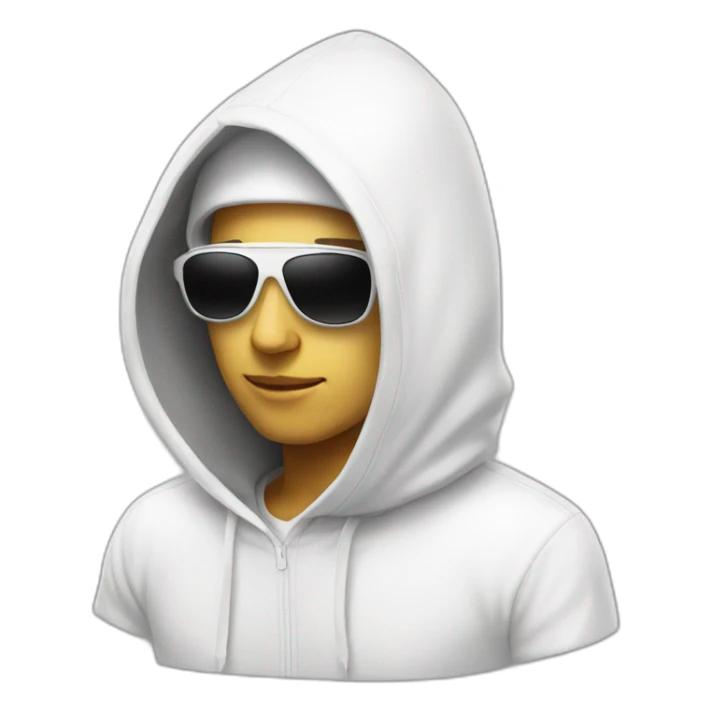white hacker white sun glasses and hood sticker