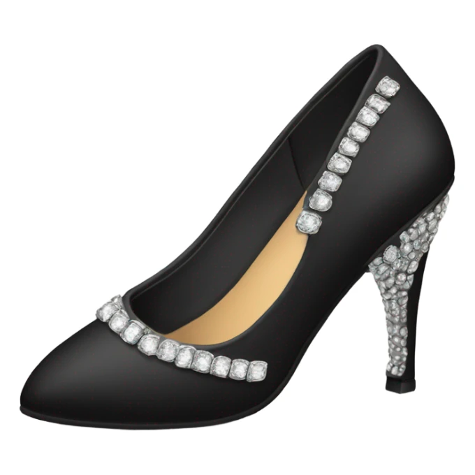 Black pointed low heels with rhinestone band  sticker
