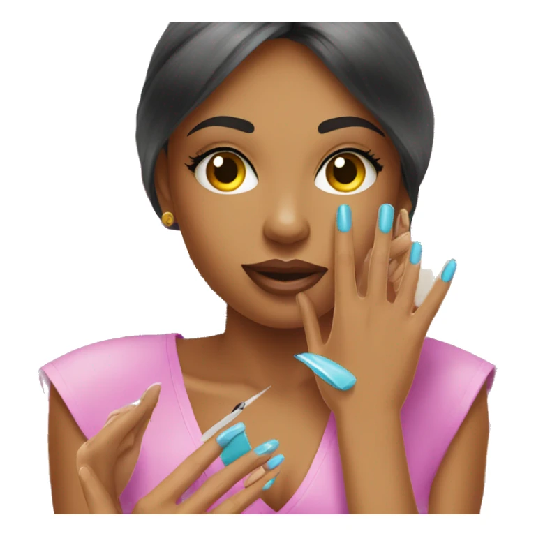 Girl getting a manicure at nail salon sticker