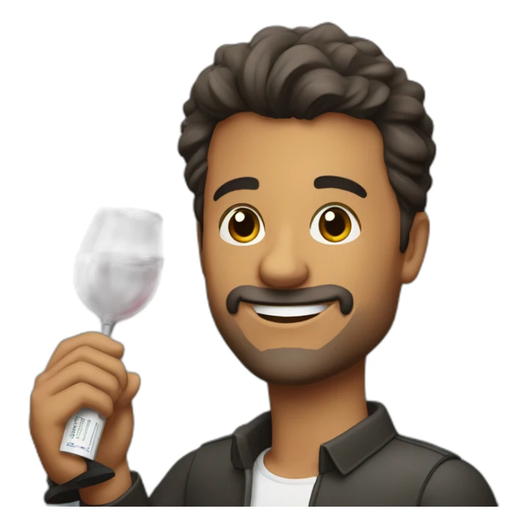 Leandro ladeira with bottle of wine sticker