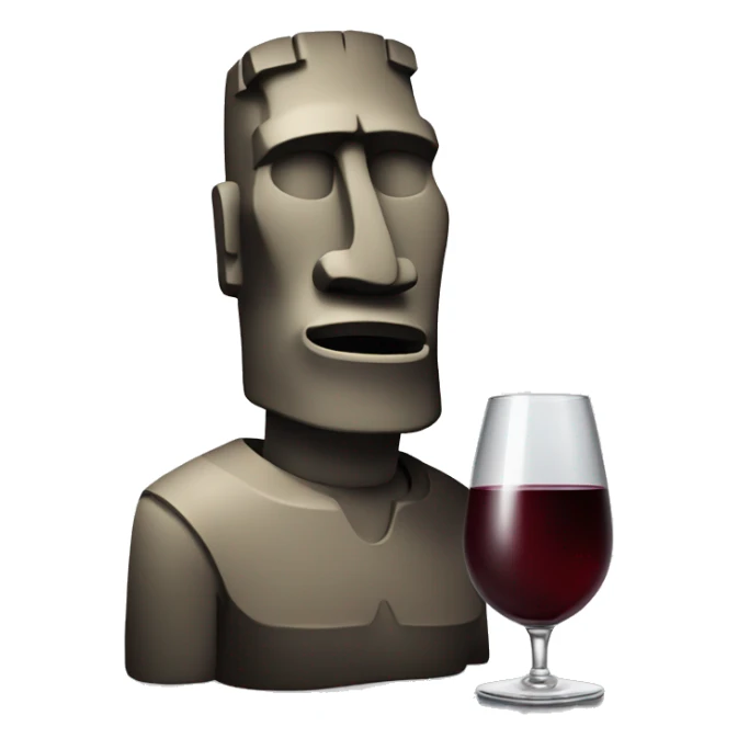 Un moai avec un verre de vin sticker