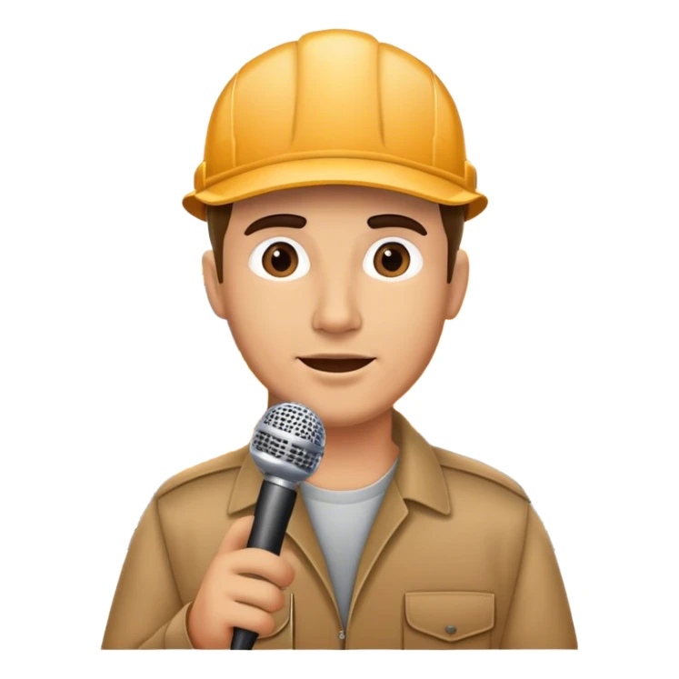 truck driver talking into a microphone with truck backdrop sticker