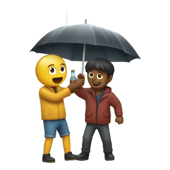 friends playing with a bottle ship in the rain sticker