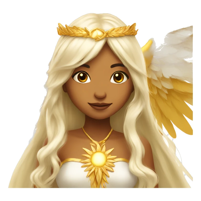 big wings, sun, gold, Beautiful, fairy, long hair sticker