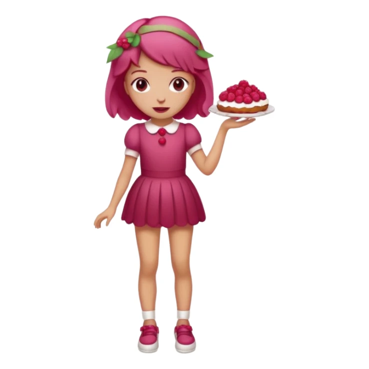 Raspberry torte human full body and legs girl with a raspberry barrette on her head sticker