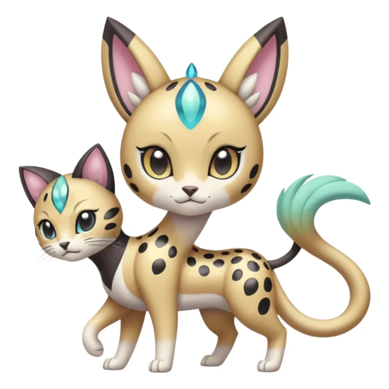 Pastel Shiny Cute Elegant Realistic Adorable Pretty Beautiful Meloetta-Meicoomon-Gatomon-Liepard-Pokémon-Digimon-Fakémon-fusion-hybrid-creature sticker