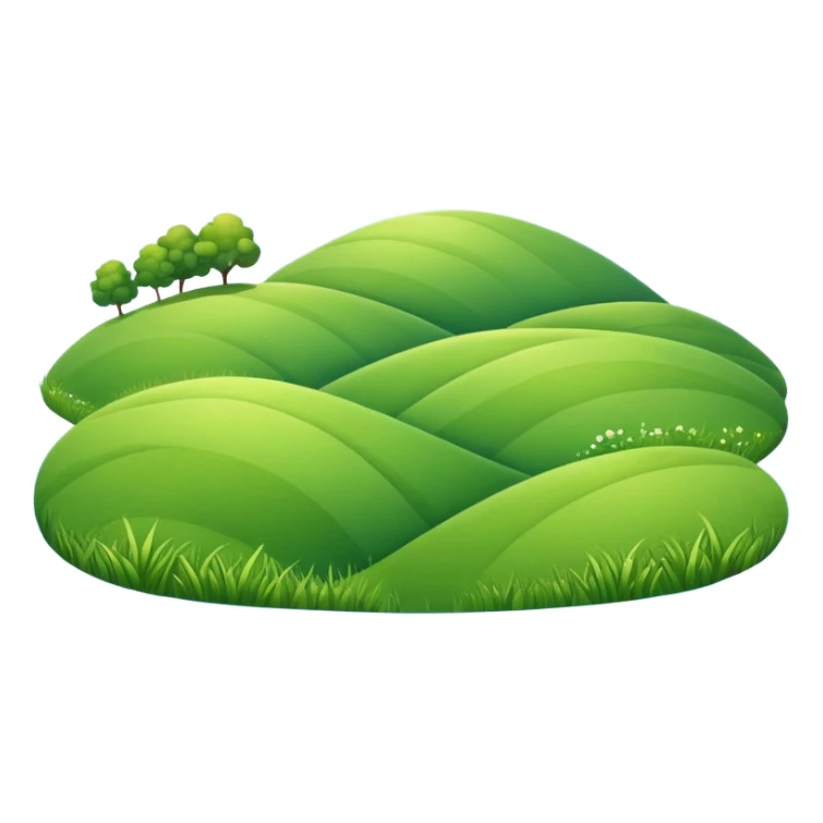 sunny landscape with rolling hills, green grass, and blue sky sticker