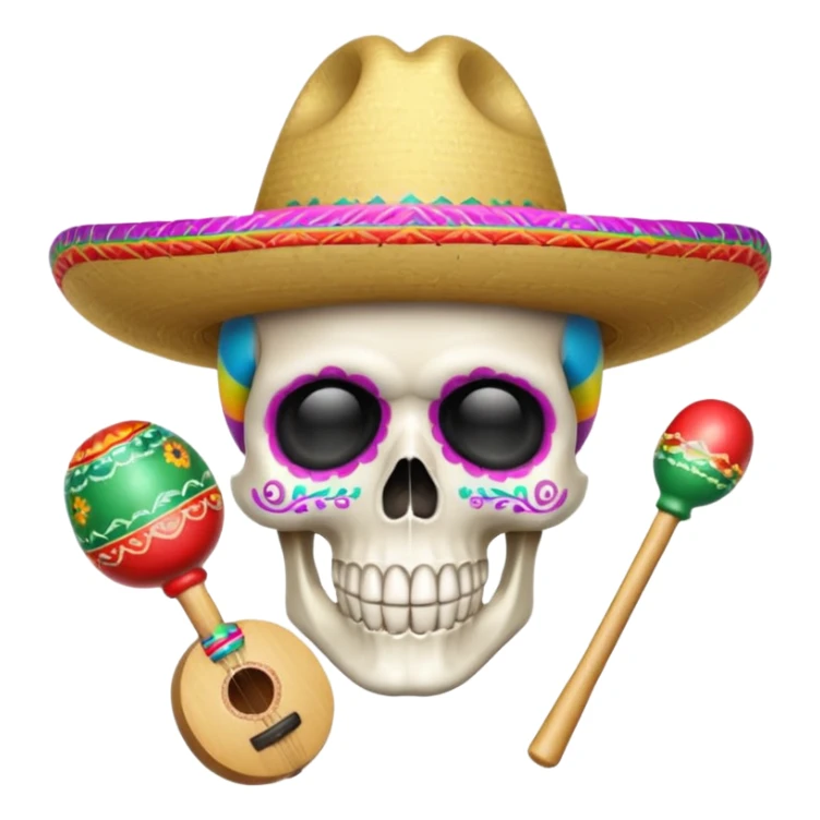 Skull wearing a sombrero with maracas  sticker