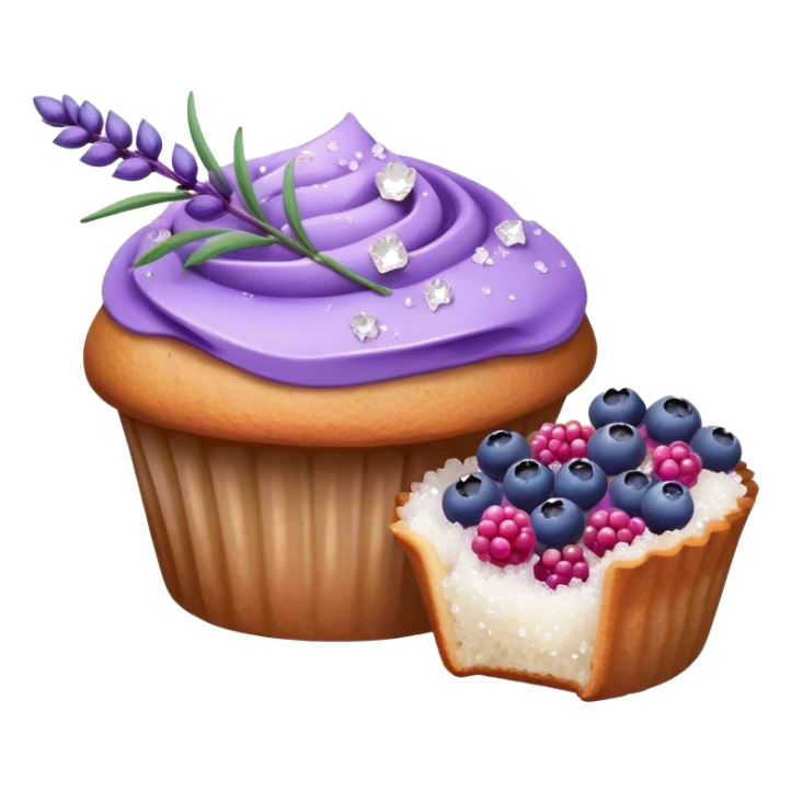 Lavender flower sprig muffin with berry and sugar crystals sticker