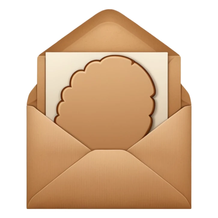 blank greeting card open with brown envelope next to it sticker