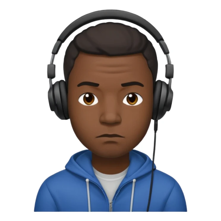 A 25-year-old black man with headphones on and pouting. sticker